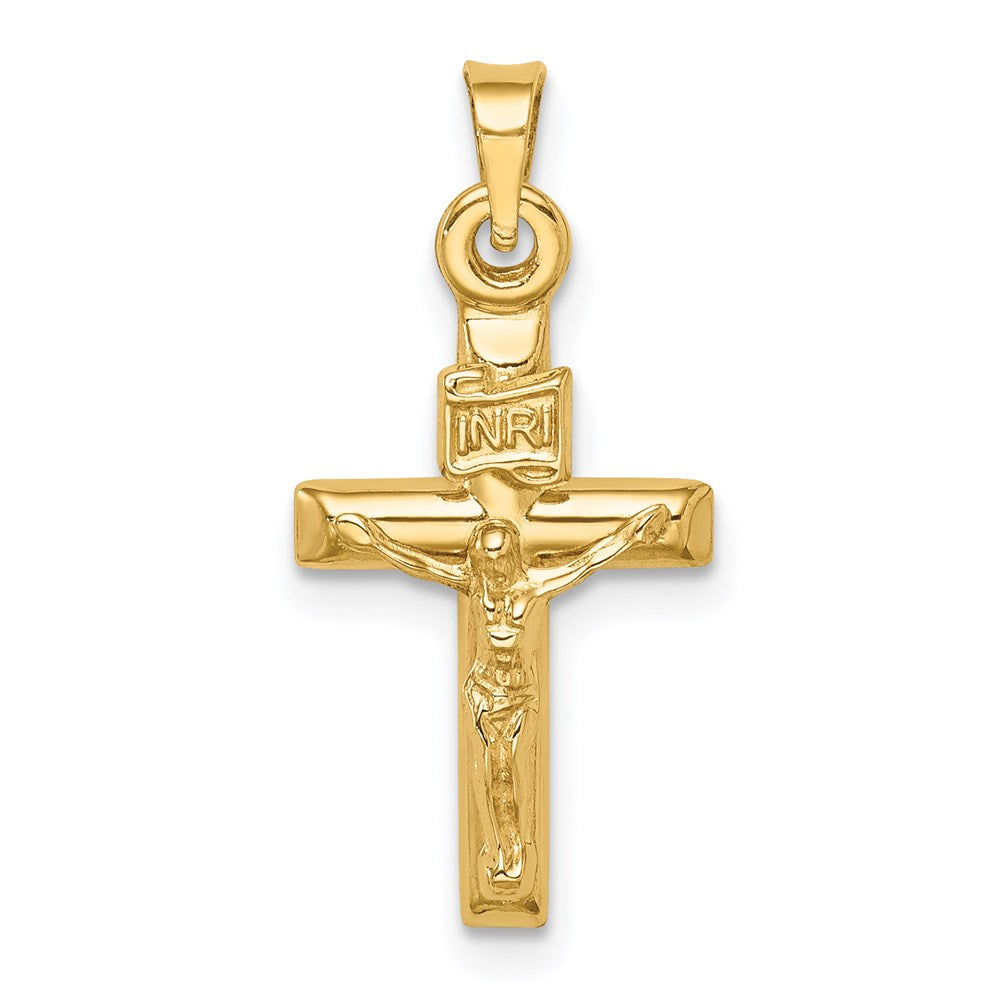 14k Yellow Gold 11 mm Hollow Crucifix Pendant (0.55 grams)