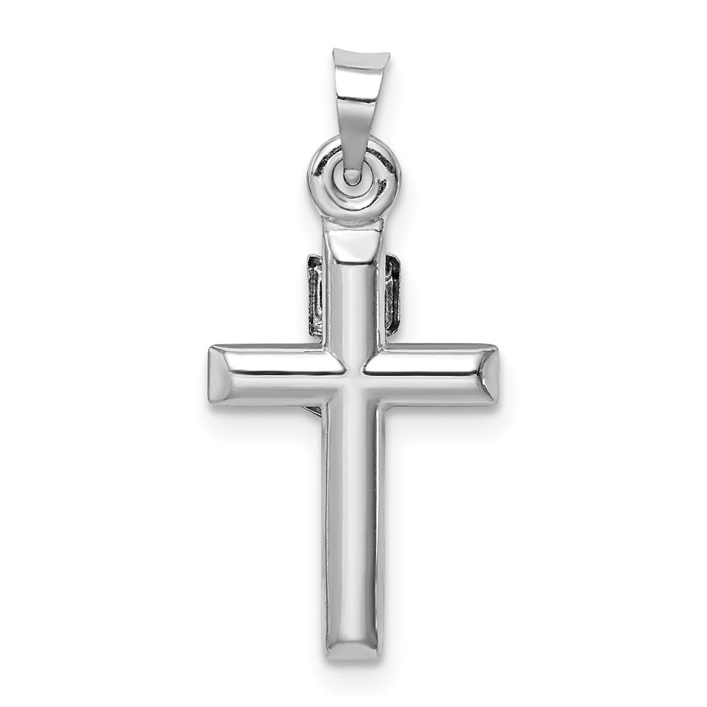 14k White Gold 11 mm Hollow Crucifix Pendant (0.55 grams)