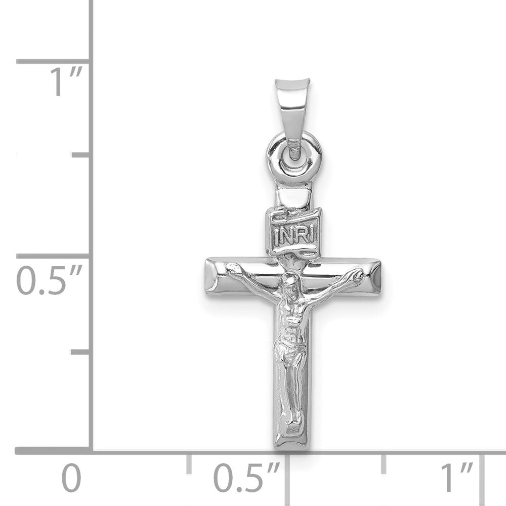 14k White Gold 11 mm Hollow Crucifix Pendant (0.55 grams)