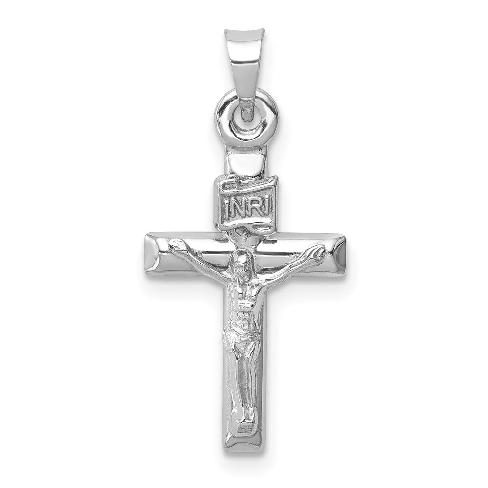 14k White Gold 11 mm Hollow Crucifix Pendant (0.55 grams)