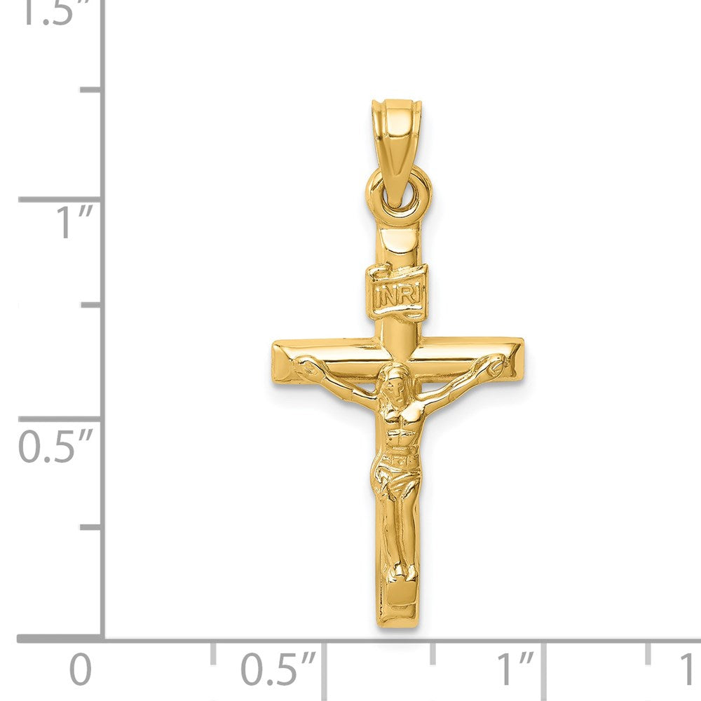 14k Yellow Gold 15 mm Hollow Crucifix Pendant (0.83 grams)