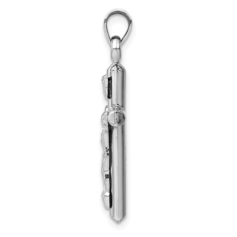 14k White Gold 15 mm Hollow Crucifix Pendant (0.85 grams)