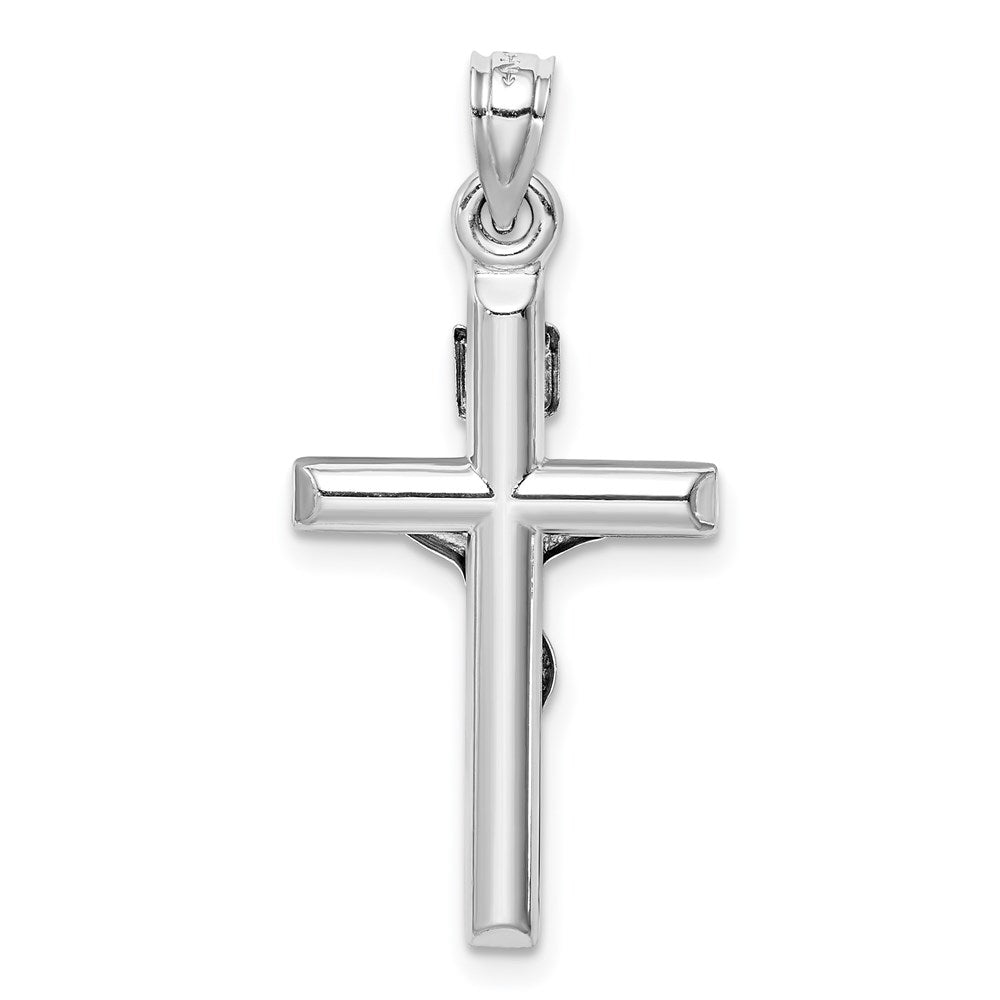 14k White Gold 15 mm Hollow Crucifix Pendant (0.85 grams)