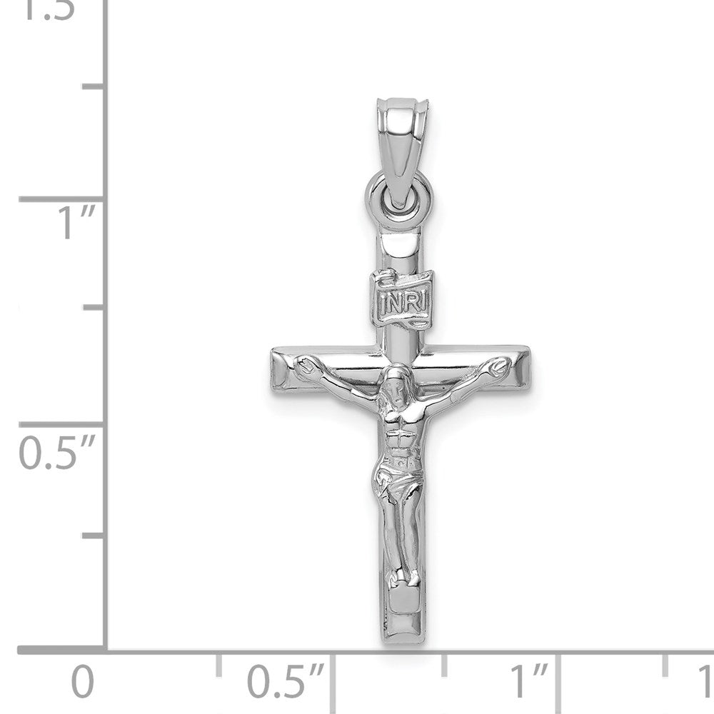 14k White Gold 15 mm Hollow Crucifix Pendant (0.85 grams)