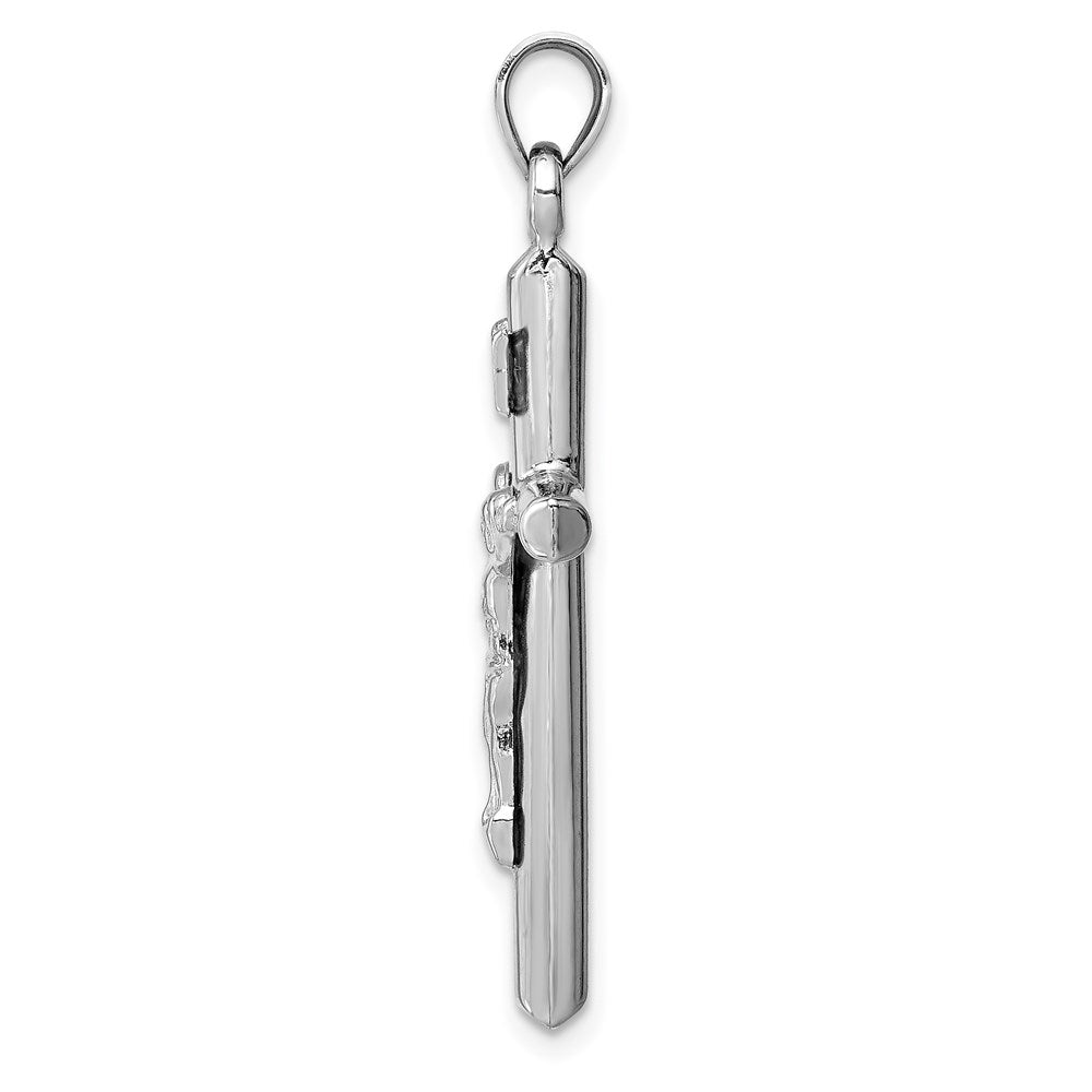 14k White Gold 20 mm Hollow Crucifix Pendant (1.03 grams)