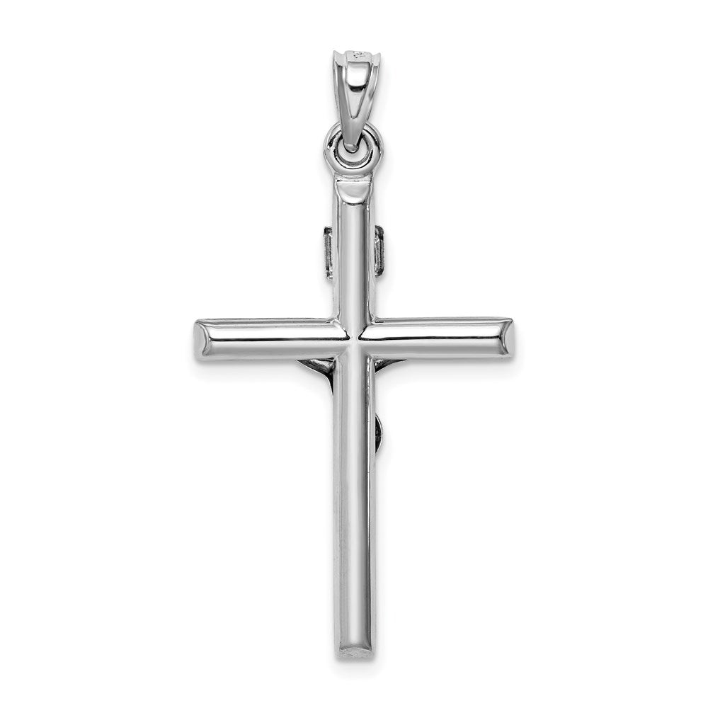 14k White Gold 20 mm Hollow Crucifix Pendant (1.03 grams)