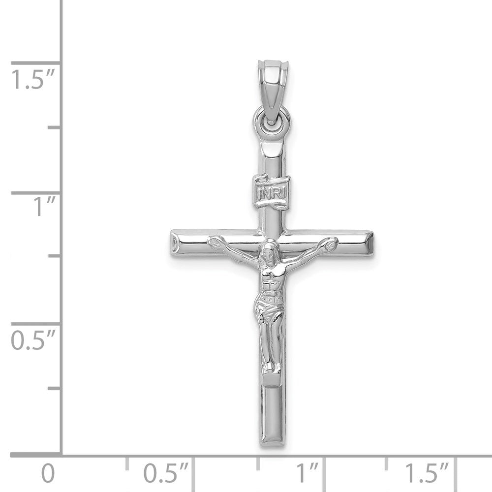 14k White Gold 20 mm Hollow Crucifix Pendant (1.03 grams)