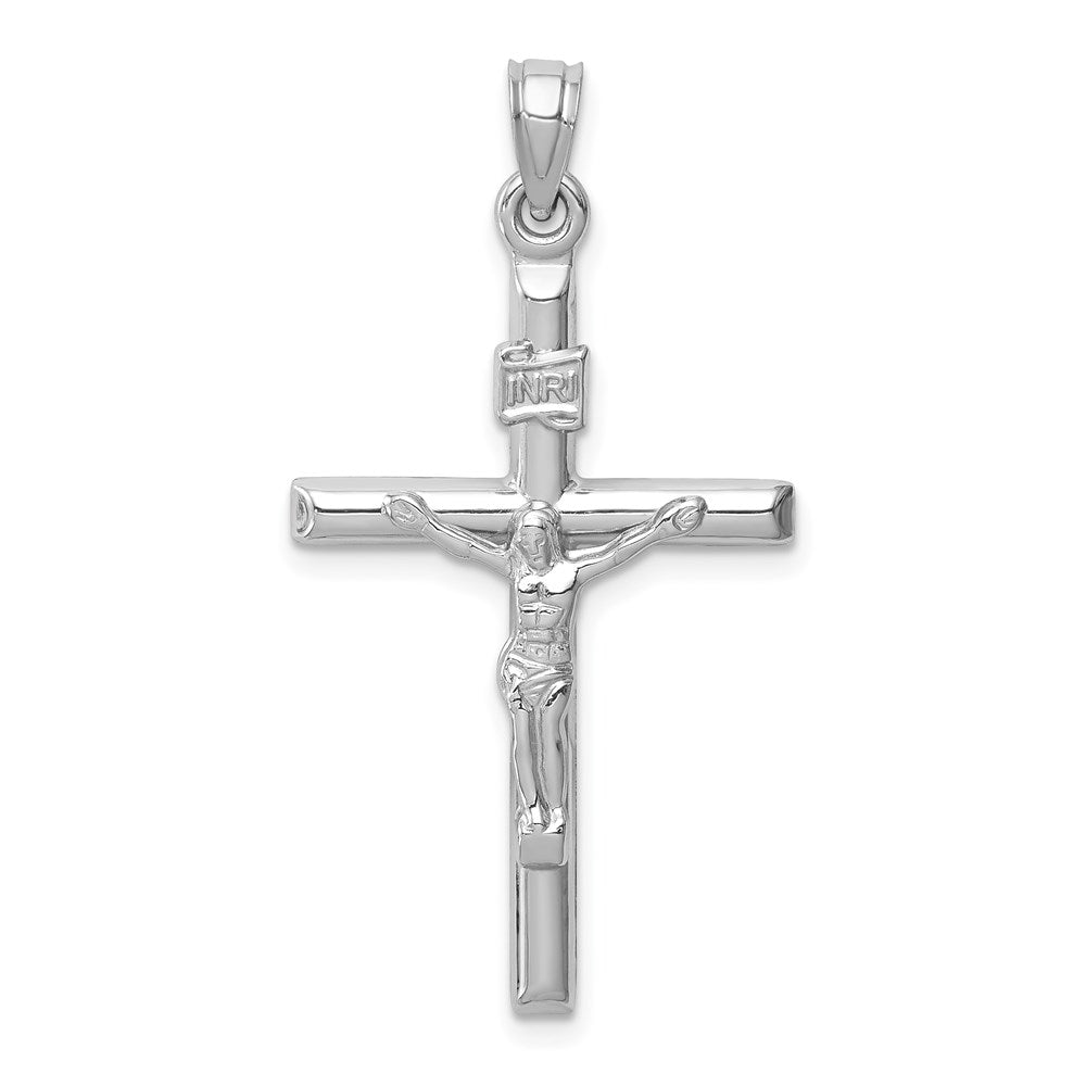 14k White Gold 20 mm Hollow Crucifix Pendant (1.03 grams)
