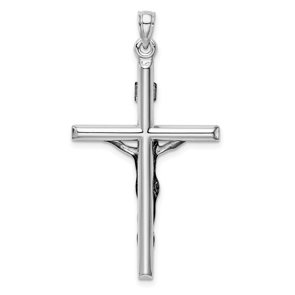 14k White Gold 24 mm Hollow Crucifix Pendant (1.3 grams)