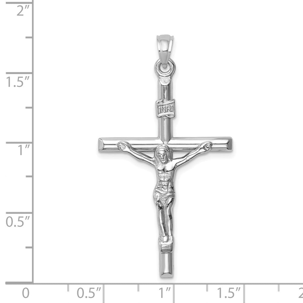 14k White Gold 24 mm Hollow Crucifix Pendant (1.3 grams)