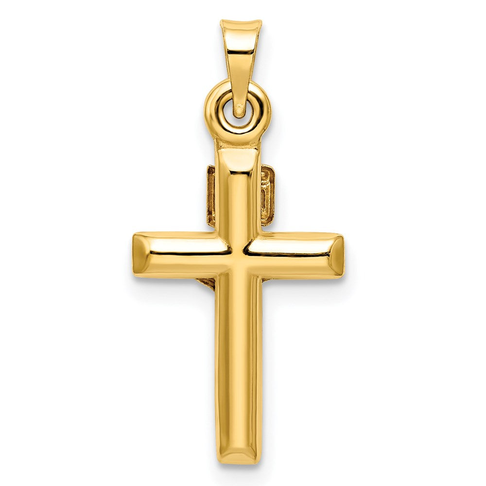 14k Two-tone 11 mm Hollow Crucifix Pendant (0.53 grams)
