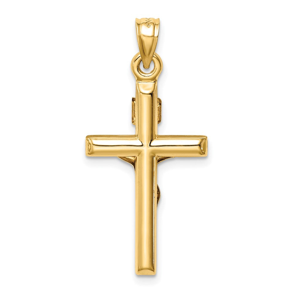14k Two-tone 15 mm Hollow Crucifix Pendant (0.86 grams)