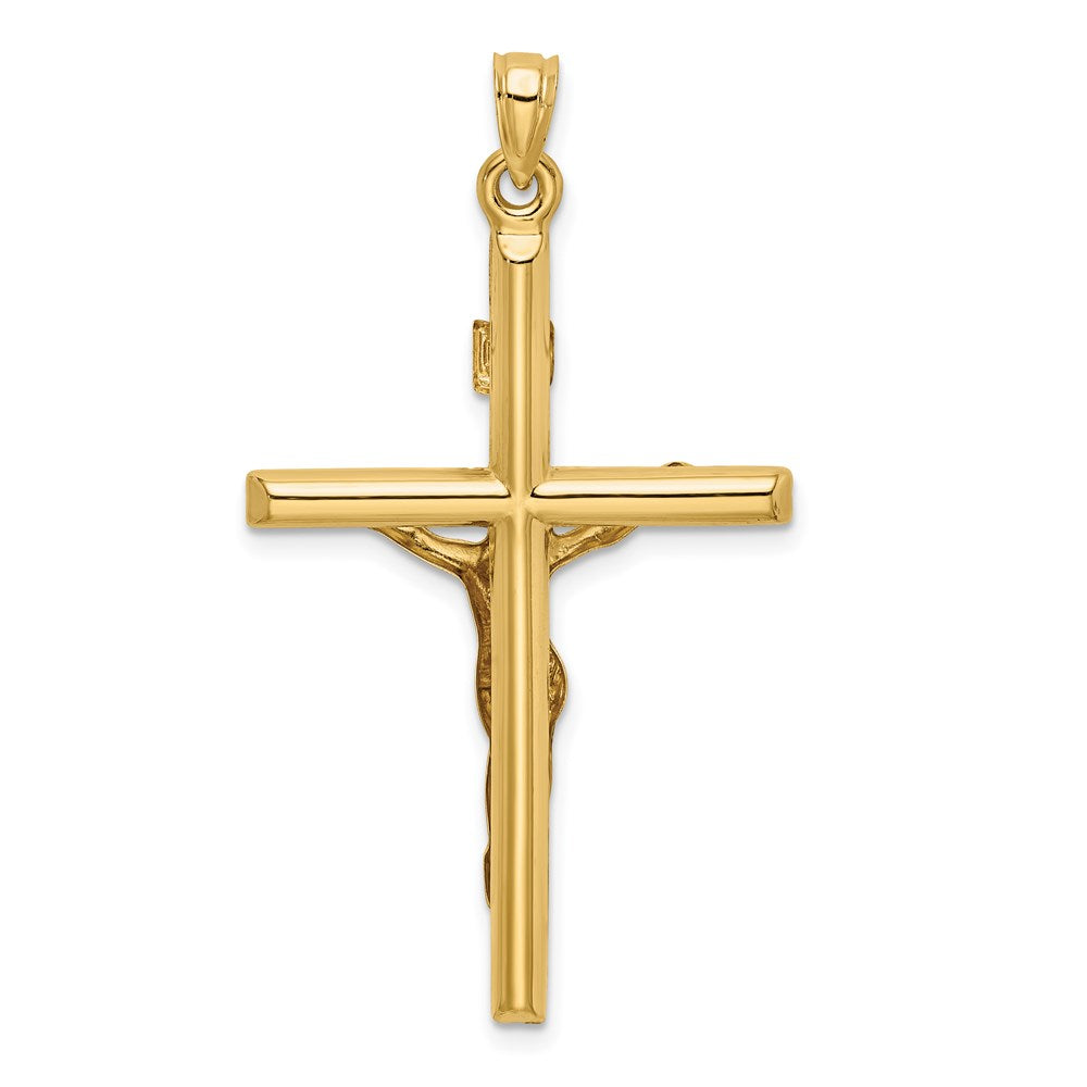 14k Two-tone 25 mm Hollow Crucifix Pendant (1.33 grams)