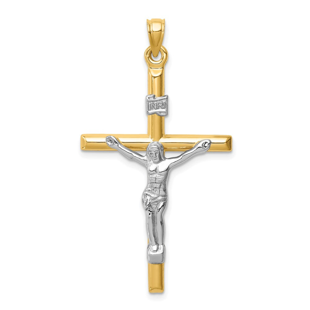 14k Two-tone 25 mm Hollow Crucifix Pendant (1.33 grams)