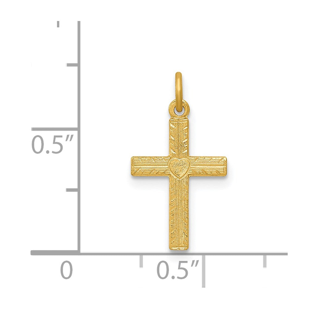 14k Yellow Gold 10 mm Heart Cross Charm (0.44 grams)