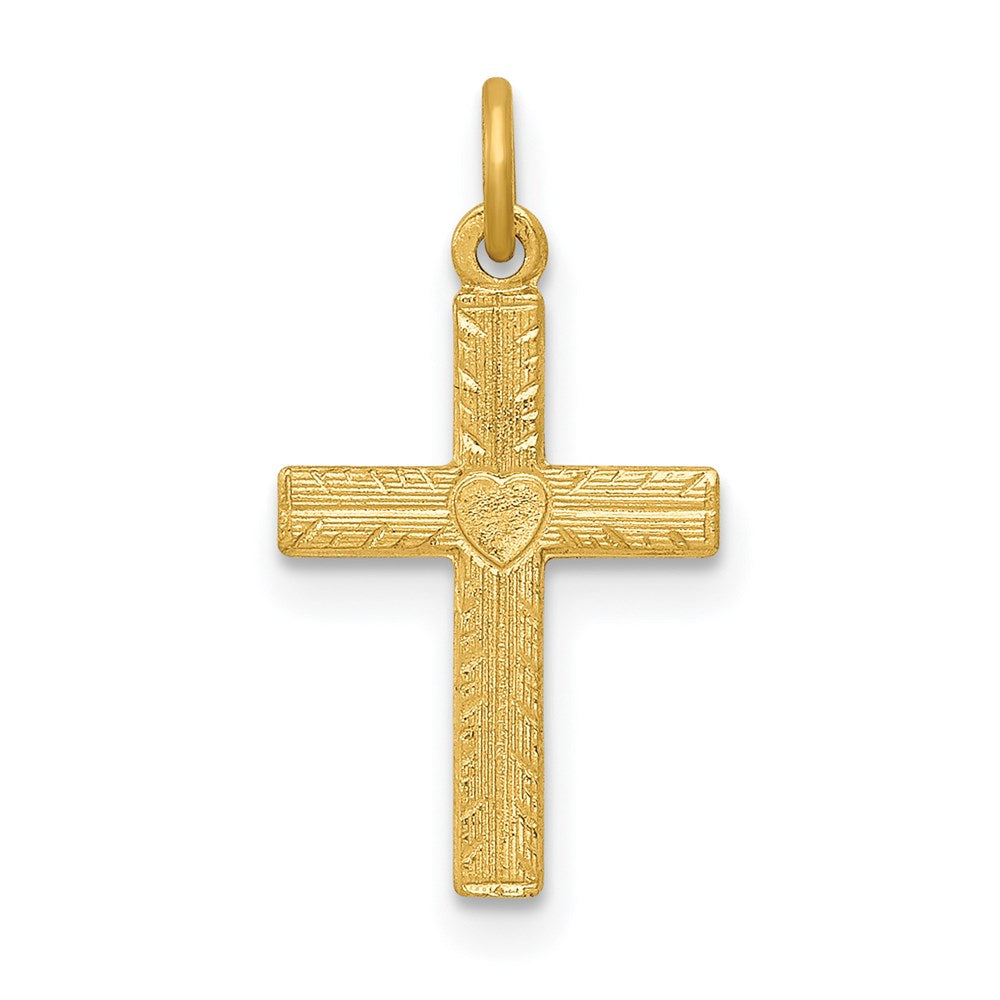 14k Yellow Gold 10 mm Heart Cross Charm (0.44 grams)