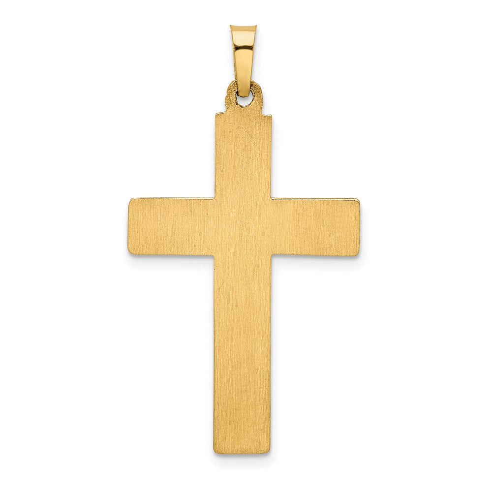 14k Two-tone 19 mm Hollow Polished Textured Latin Crucifix (1.29 grams)
