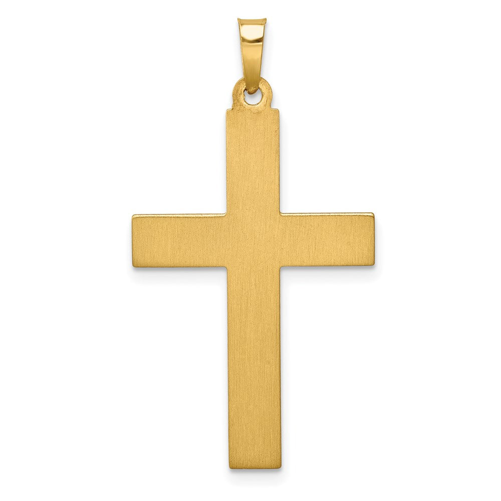 14k Two-tone 18 mm Hollow Polished Textured & Striped Latin Crucifix (1.08 grams)
