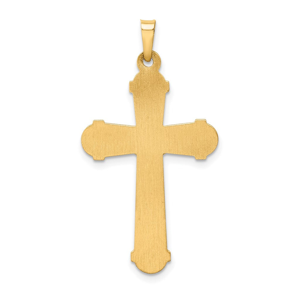 14k Two-tone 19 mm Hollow Polished Chevron Design Crucifix (1.24 grams)