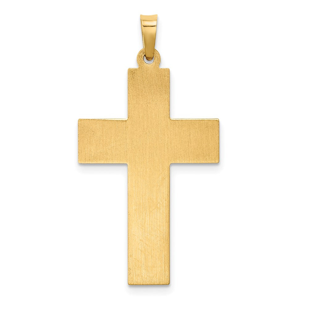 14k Two-tone 19 mm Hollow Polished Rope Edge Latin Crucifix (1.3 grams)
