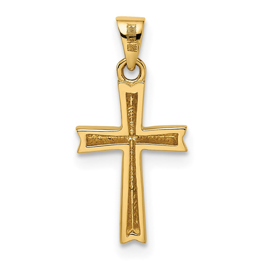 14k Yellow & Rhodium 8.85 mm Diamond-cut Small Latin Cross Pendant (0.68 grams)