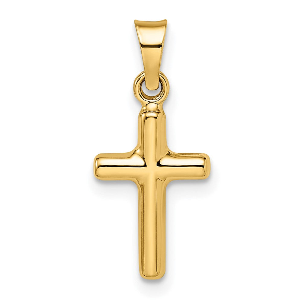 14k Yellow Gold 8.74 mm Polished Diamond-cut Reversible Puffed Cross Pendant (0.39 grams)