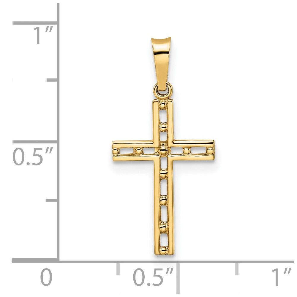 14k Yellow Gold 11.34 mm Polished Solid Cross Pendant (0.36 grams)