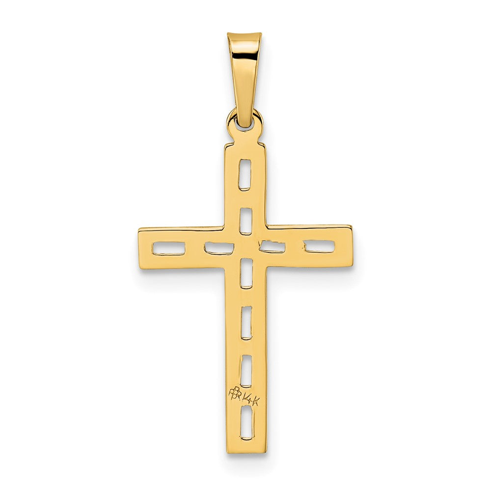 14k Yellow Gold 13.83 mm Polished Solid Cross Pendant (0.55 grams)