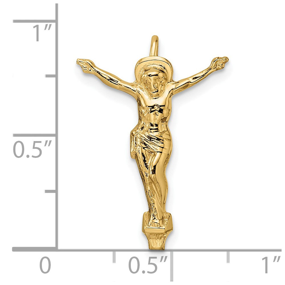 14k Yellow Gold 16.92 mm Polished Solid Risen Christ Chain Slide (0.72 grams)