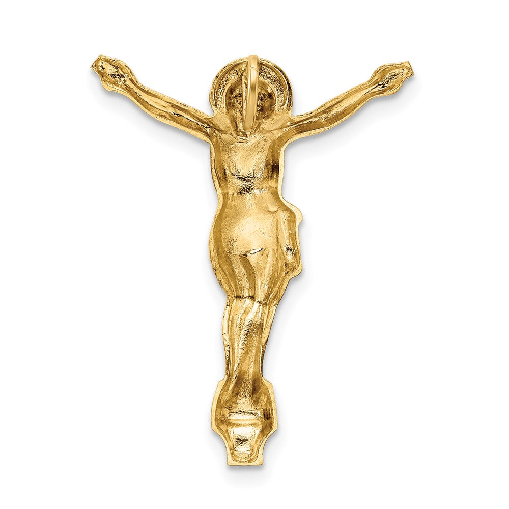 14k Yellow Gold 21.6 mm Polished Solid Risen Christ Chain Slide (1.32 grams)