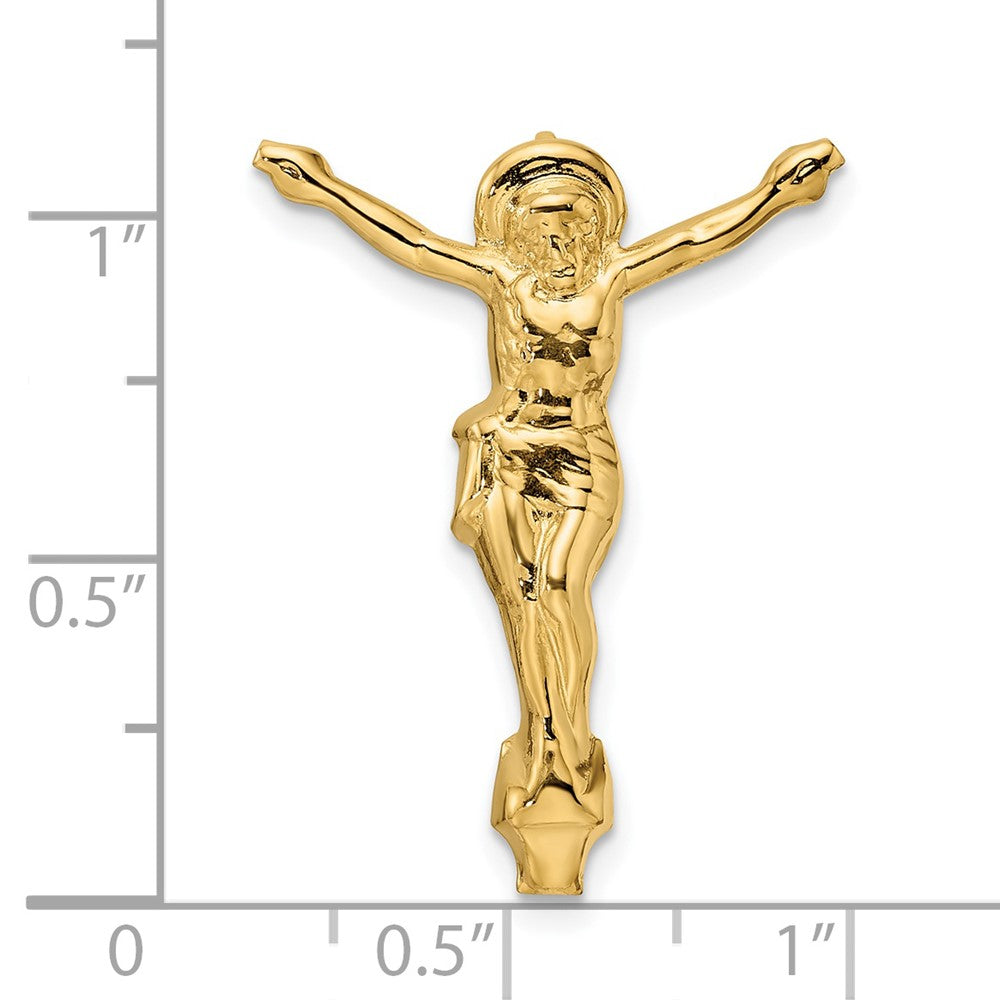 14k Yellow Gold 21.6 mm Polished Solid Risen Christ Chain Slide (1.32 grams)