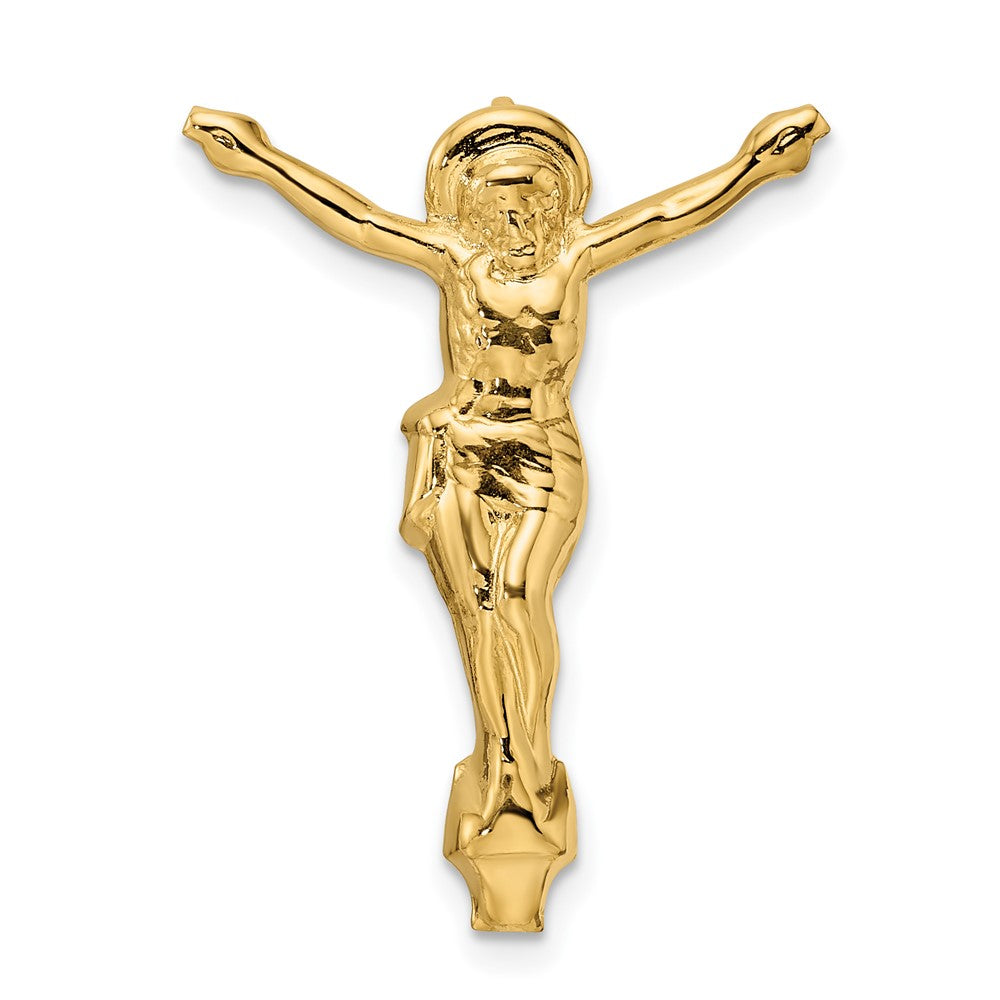 14k Yellow Gold 21.6 mm Polished Solid Risen Christ Chain Slide (1.32 grams)