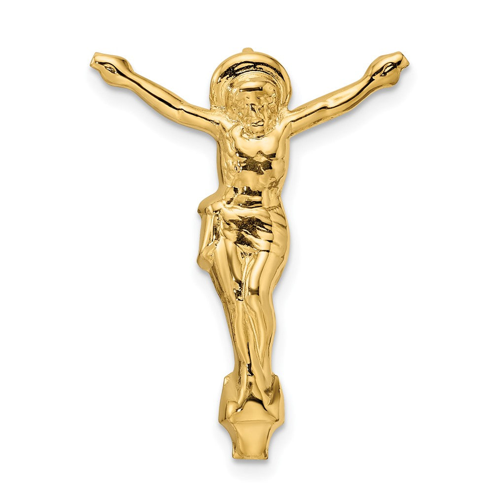 14k Yellow Gold 21.6 mm Polished Solid Risen Christ Chain Slide