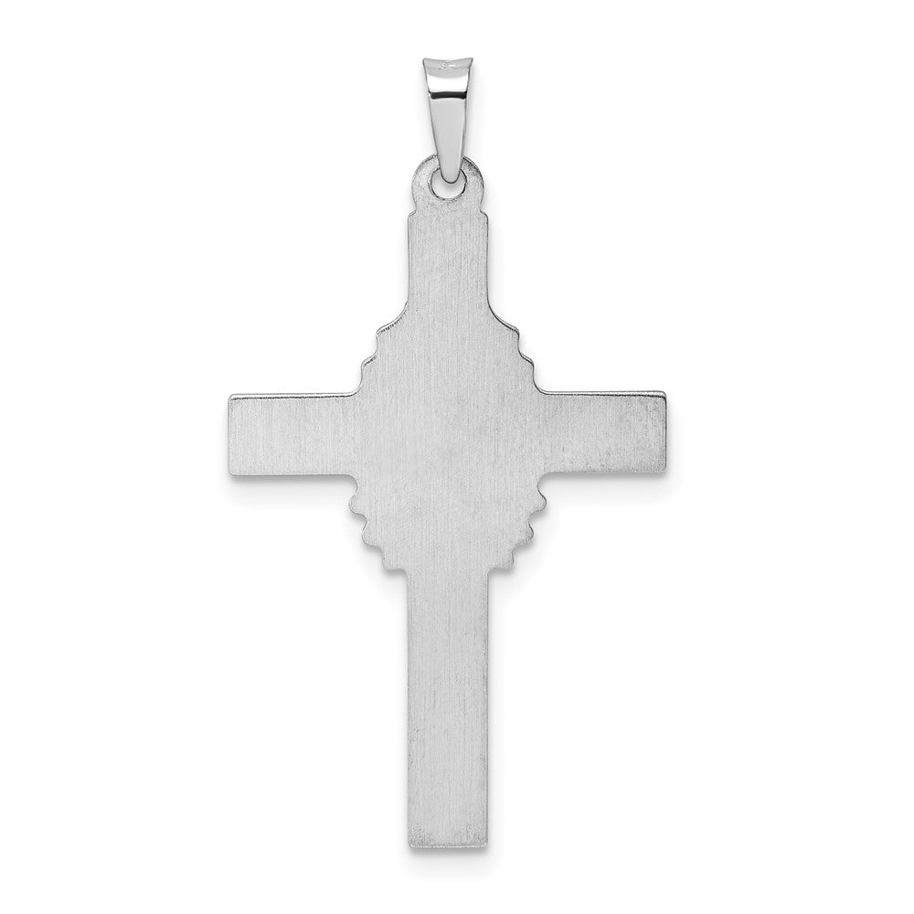 14k White Gold 20.1 mm Polished and Satin Hollow Cross Pendant (1.18 grams)