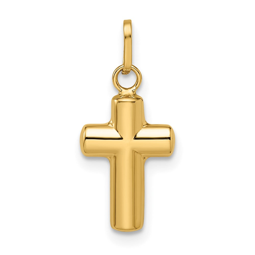 14k Yellow Gold 8.67 mm Polished Puffed Cross Pendant (0.23 grams)