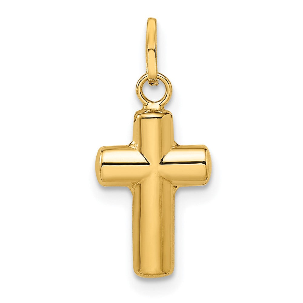 14k Yellow Gold 8.67 mm Polished Puffed Cross Pendant (0.23 grams)