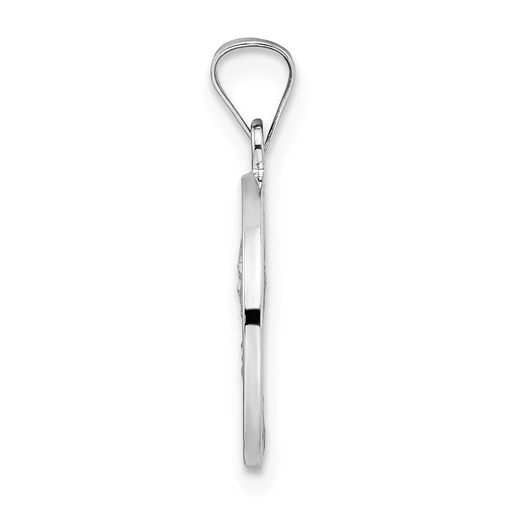 14k White Gold 14.7 mm Polished and Satin Hollow Matka Boska Medal Pendant (0.87 grams)