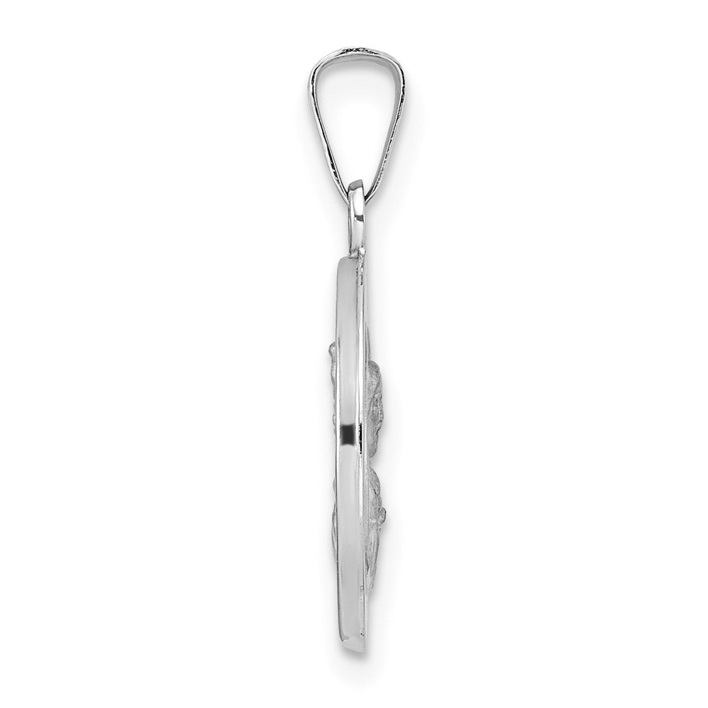 14k White Gold 15.1 mm Polished and Satin Hollow Queen of Holy Scapular Medal (0.89 grams)