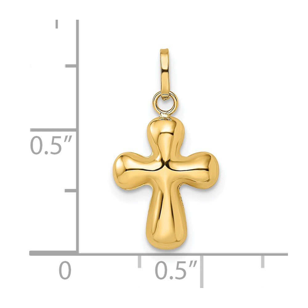 14k Yellow Gold 11.1 mm Polished Puffed Cross Pendant (0.44 grams)