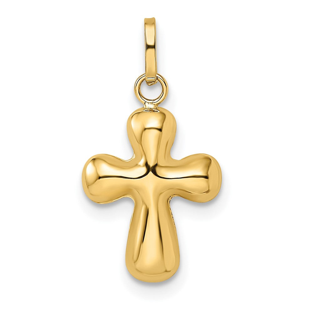 14k Yellow Gold 11.1 mm Polished Puffed Cross Pendant (0.44 grams)