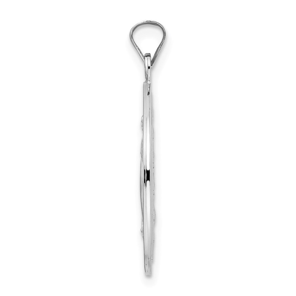 14k White Gold 21.9 mm Polished Miraculous Solid Medal Pendant (3.4 grams)