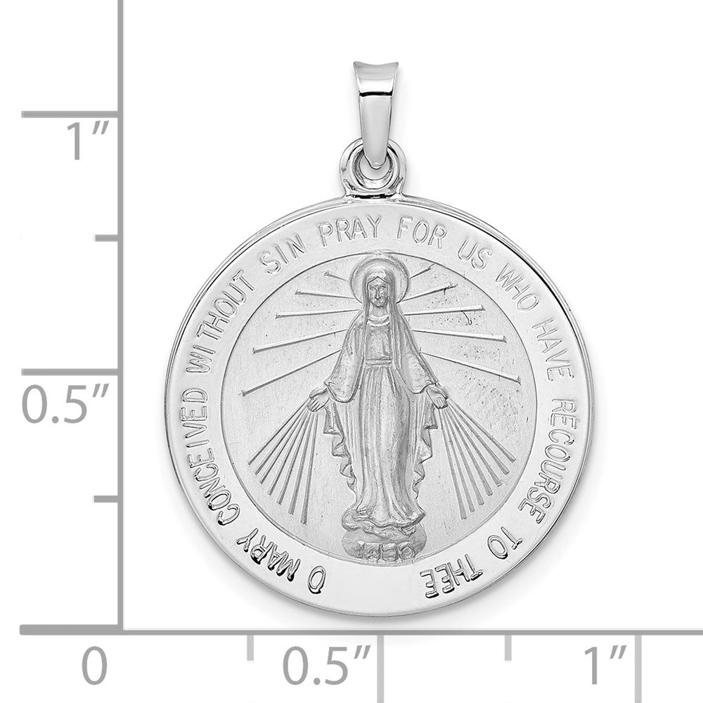 14k White Gold 21.9 mm Polished Miraculous Solid Medal Pendant (3.4 grams)