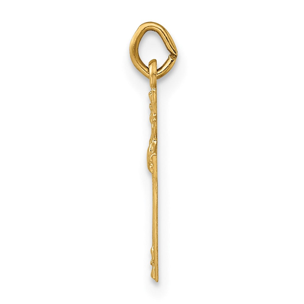 14k Yellow Gold 9.75 mm Polished Solid Heart Cross Pendant (0.25 grams)