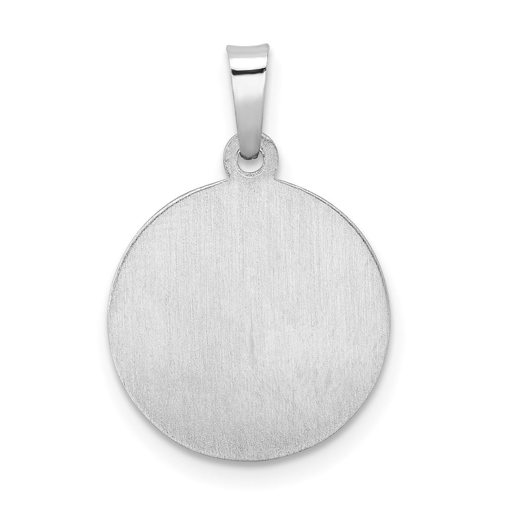 14k White Gold 14.9 mm Polished and Satin Hollow St Anthony Medal Pendant (0.92 grams)