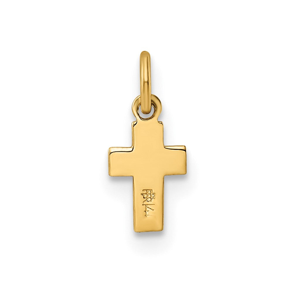 14k Yellow Gold 4.9 mm Polished Solid Tiny Heart Cross Pendant (0.12 grams)