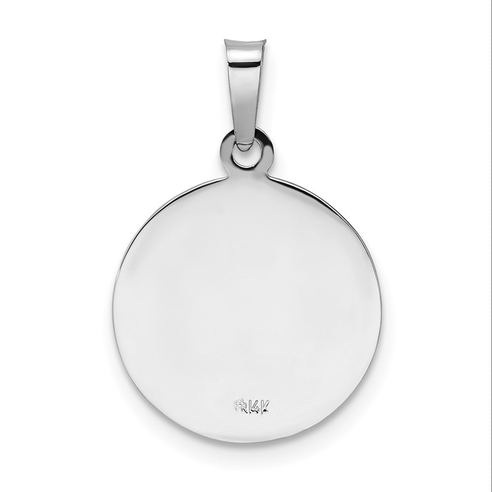 14k White Gold 14.8 mm Polished and Satin Hollow St Anthony Medal Pendant (1.38 grams)