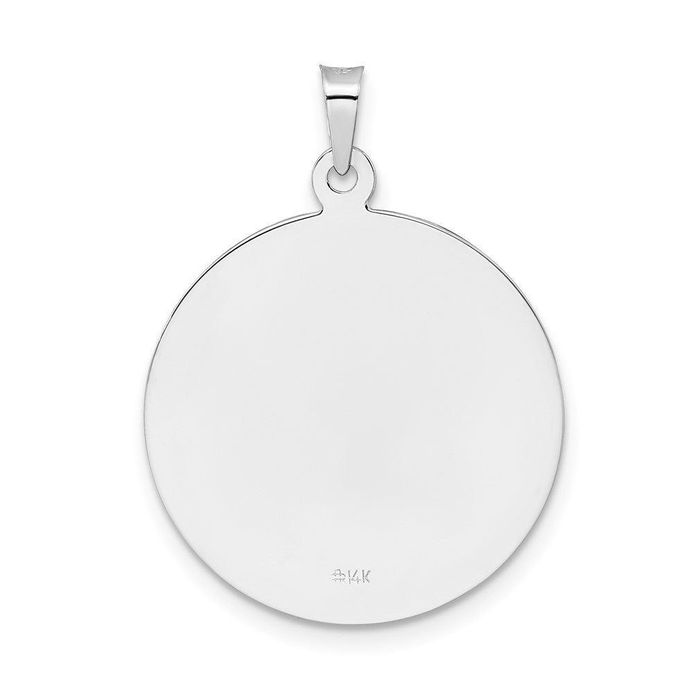 14k White Gold 21.8 mm Polished St Anthony Solid Medal Pendant (3.02 grams)