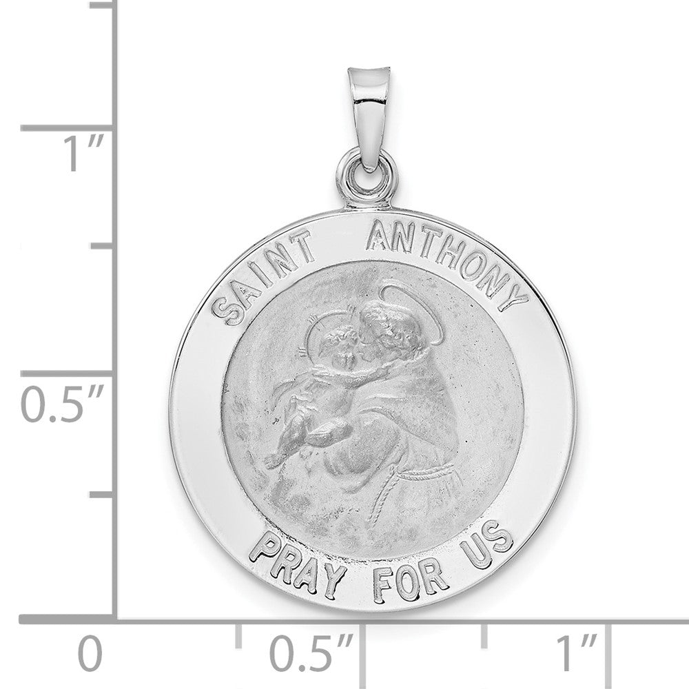 14k White Gold 21.8 mm Polished St Anthony Solid Medal Pendant (3.02 grams)
