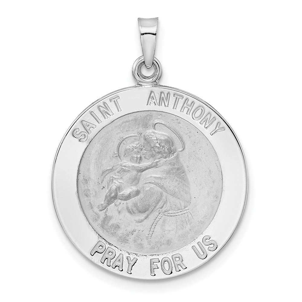 14k White Gold 21.8 mm Polished St Anthony Solid Medal Pendant (3.02 grams)