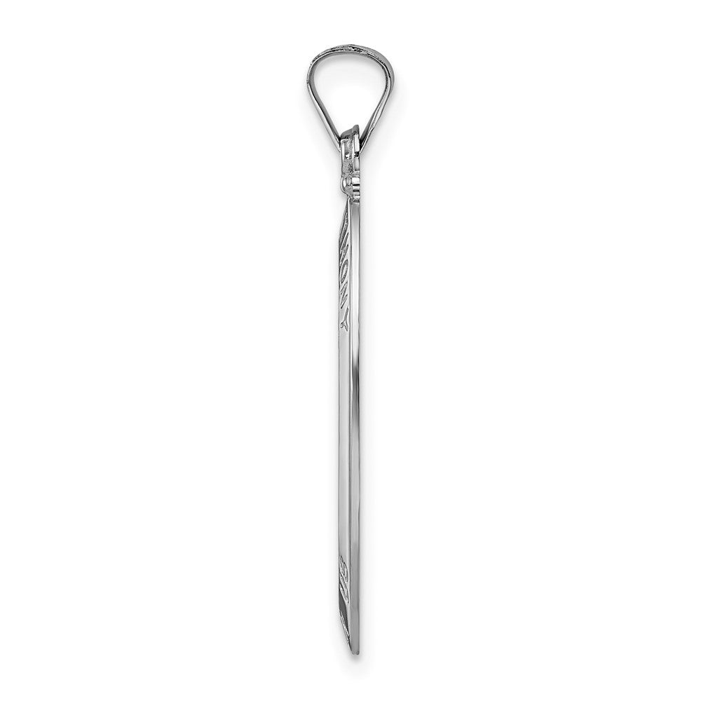 14k White Gold 16 mm Polished Solid Oval St Anthony Medal Pendant (2.84 grams)